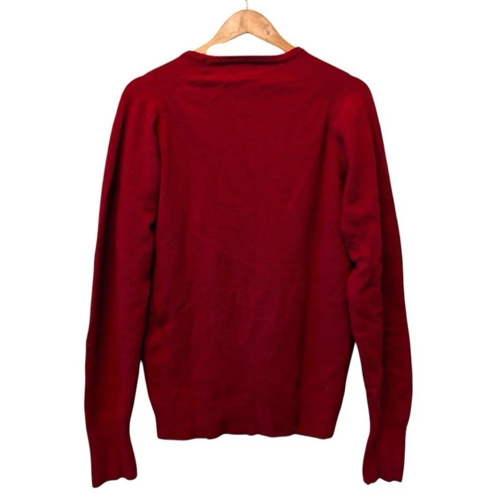 Sakowitz Mens Red 100% 2 Ply Cashmere V-Neck‎ Sweater Vintage Made in USA Medium